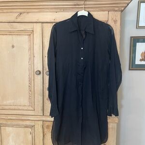 Matta Black Sheer Button-Up Tunic